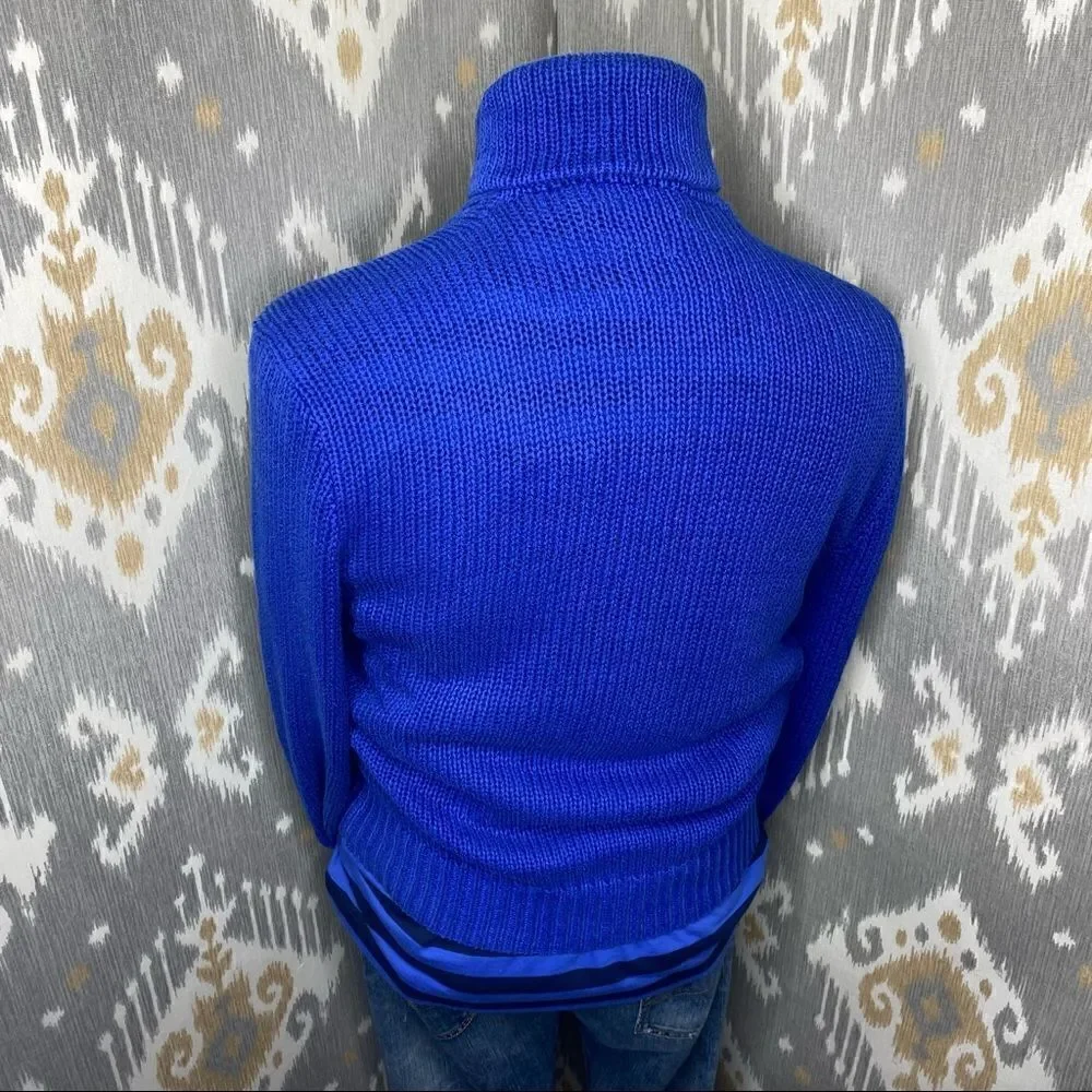 Polo Ralph Lauren Yacht Blue Linen Cotton Blend Toggle Shawl Collar L/S Sweater